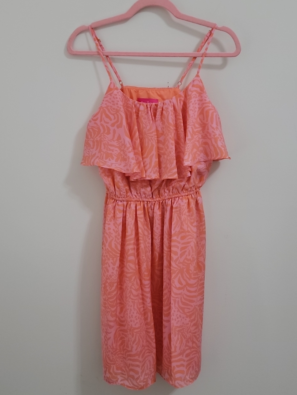 Lilly Pulitzer Pink and Coral Printed Ruffle Dress